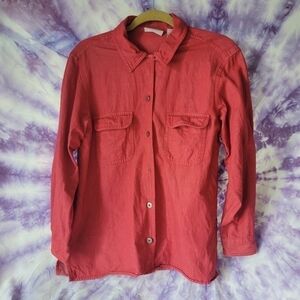 Liz Clairborn Women's Red Light Denim Button Up Shirt/Jacket Size Medium Petite